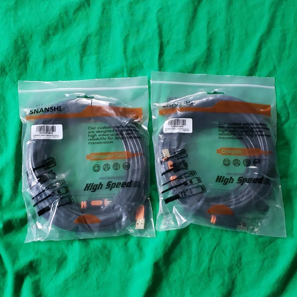 Bundle of 2 Snanshi 25 ft. USB 2.0 Type A Male To Type B Mall Printer Cables